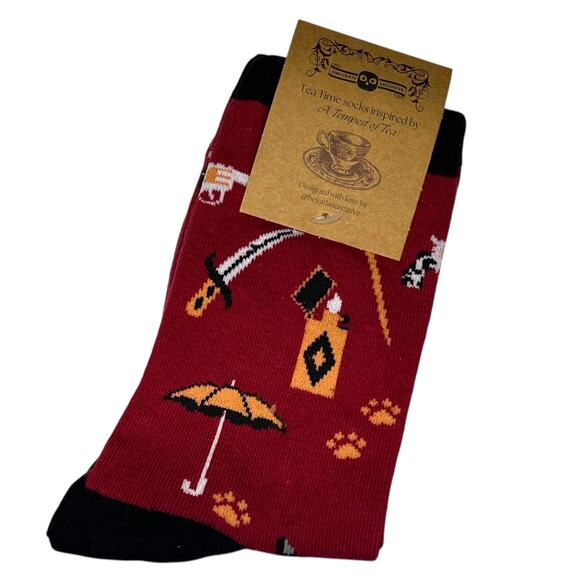 OwlCrate A Tempest of Tea Tea Time Socks - October 2024 "Bleed You Dry" - Picture 1 of 6